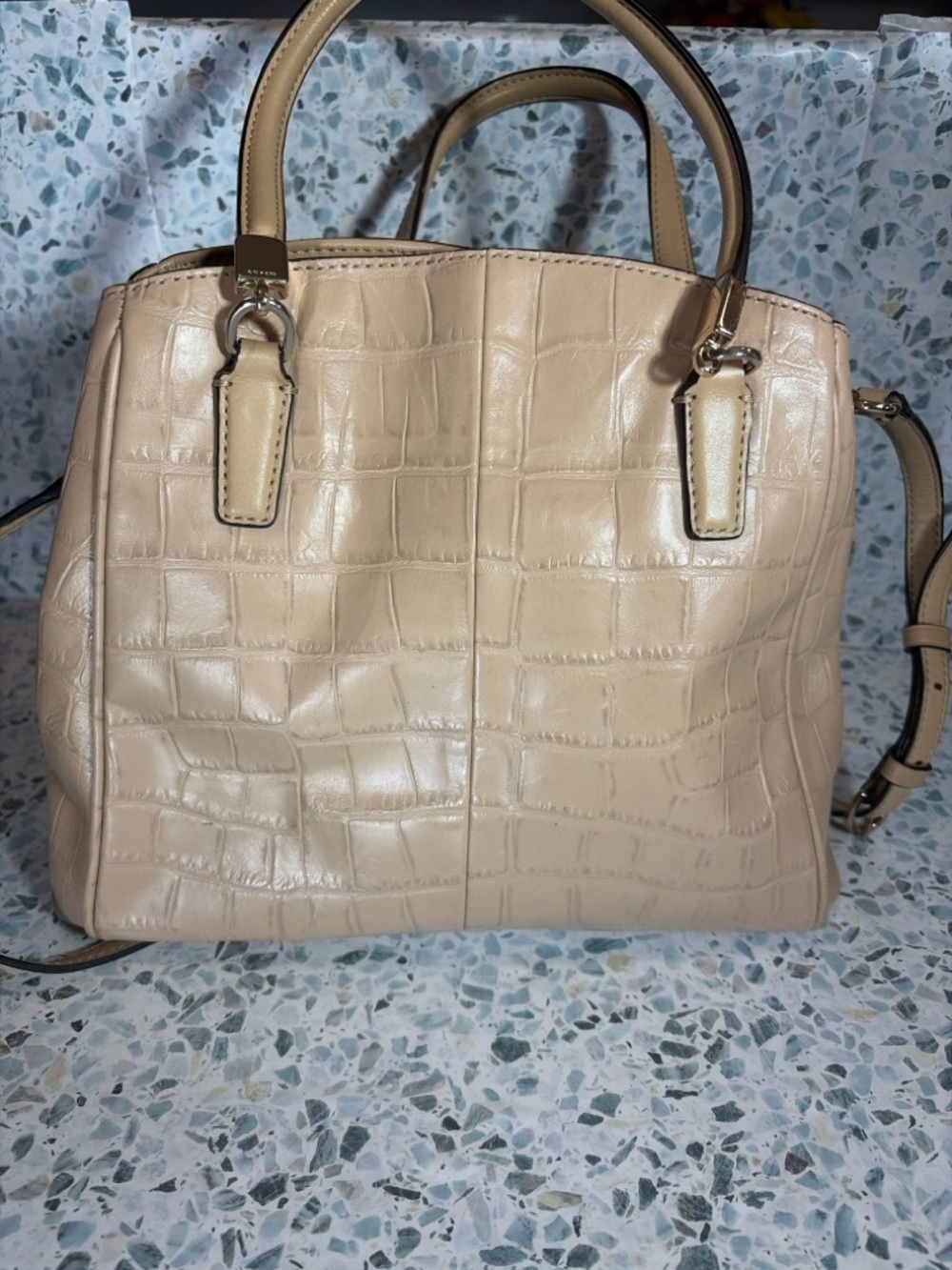 Coach F35231 Beige Croc Embossed Leather Mini Christie Satchel Crossbody - Picture 6 of 9